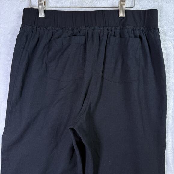 April Cornell Black Wide Leg Pants Women's Medium Embroidered Floral Boho Cotton - Picture 13 of 16